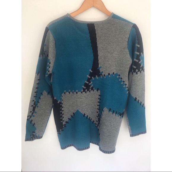 Vintage geometric patchwork 90s tunic sweater - Picture 5 of 5